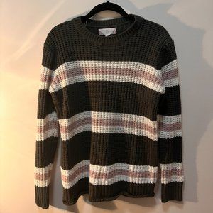 Pink Rose Striped Chunky Knitted Sweater